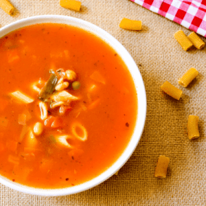 Delicious minestrone soup ready to be enjoyed at home