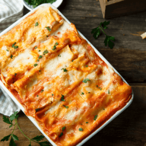 Freshly baked Meat Cannelloni ready for delivery