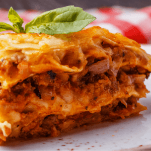 Delicious Meat Lasagna ready to be enjoyed at home